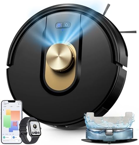 Vexilar Saugroboter mit Wischfunktion, 8000Pa & 180 Min Laufzeit Staubsauger Roboter mit LiDAR Lasernavigation & No-Go-Zonen, App/Alexa/iWatch Steuerung, Ideal für Tierhaare Teppic