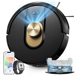 Vexilar Saugroboter mit Wischfunktion, 8000Pa & 180 Min Laufzeit Staubsauger Roboter mit LiDAR Lasernavigation & No-Go-Zonen, App/Alexa/iWatch Steuerung, Ideal für Tierhaare Teppiche (Schwarz)