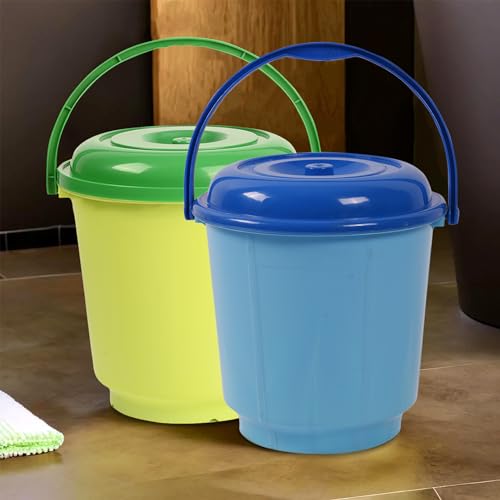 Kuber Industries Pack of 2 Bucket | 18 Liter Bucket for Bathroom | Balti for Bathroom | Plastic Bucket for Daily Use | Bathroom Bucket with Lid & Handle | Water Storage Bucket | Green & Blue (B0D3F3Z2SX) Amazon Price History, Amazon Price Tracker