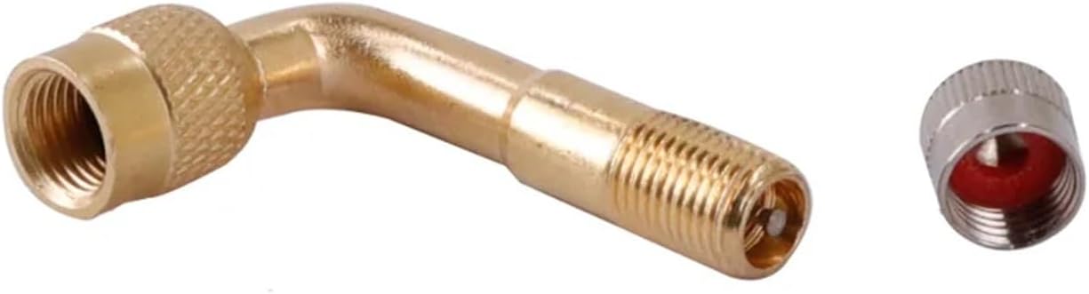 2ps 90 Degree Angle Air Tyre Valve Brass Stem with Extension Adapter Compatible with Car Truck Motorcycle Cycling Electric Scooter Accessories(Color:40MM Gold)