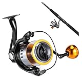 ASAKKURA Carrete Spinning Metal Resistente para Pesca Agua Dulce y Rueda Giratoria Abierta para Pesca Lago Mar y Hielo Modelo He