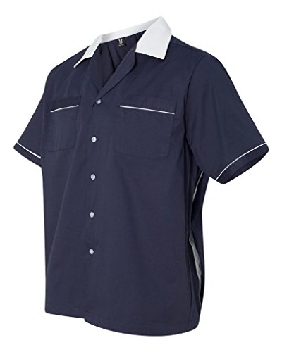 Hilton Adult Unisex Legend Bowling Shirt Navy/White