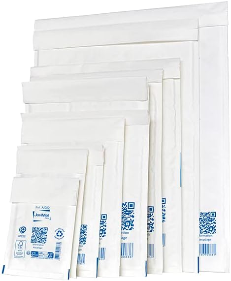 JOVIMAIL Easy Padded Pouch, Bubble Inside, 100% Recyclable, Made in France, 75g, 240 x 330 mm, Pack of 100
