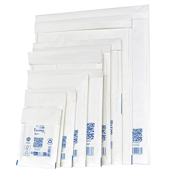 JOVIMAIL Easy, pikowana torba, wewnętrzna bąbelki, 100% nadająca się do recyklingu, wyprodukowana we Francji, 75g, 240 x 330 mm, na 100