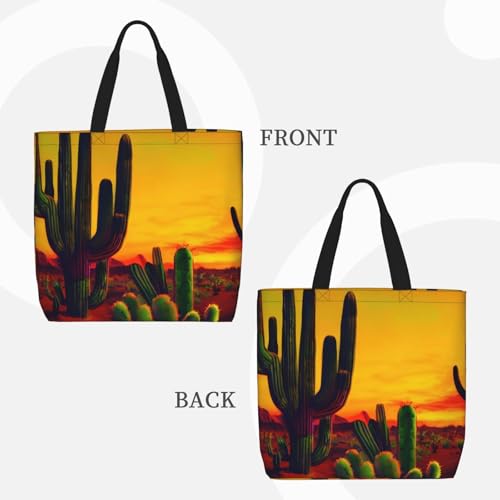 Cactus in Desert Print Women's Portable Tote Bag - Large Shopper for Beach,Travel,Gym | Summer Handbag3