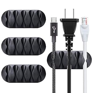 BEADNOVA Cord Organizer Cable Organizer Cable Clips Cord Holder for Desk Management Wire Holder Clips for Computer Desk (Black, 4 pcs)