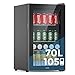 WIE Mini Kühlschrank Getränkekühlschrank 70 Liter mit Doppelte Glastür mit Verstellbaren Ablagen Indoor Outdoor Klein Bierkühlschrank Leise 105 Dosen für Soda/Bier/Wine für Zuhause/Küche/Bar/Büro