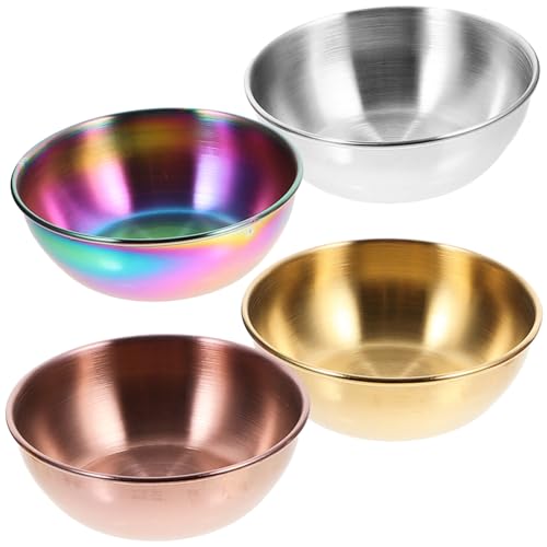 STOBAZA Quality Stainless Steel Seasoning Organizer Set of 4 Condiment Plates for Home Restaurant