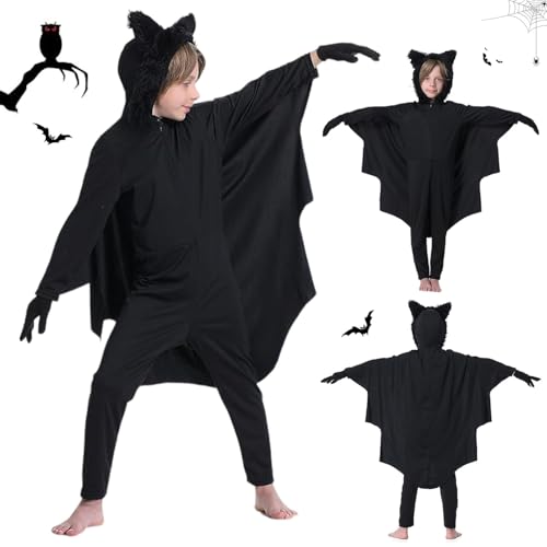 TELAOBAN Disfraz de Murciélago Vampiro para Niños, Disfraz de Murciélago Halloween Niño, para Niñas Y Niños, para Halloween