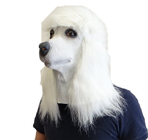 Rubber Johnnies TM Pink White and Black Poodle Masks Latex Dog fancy Dress Costumes