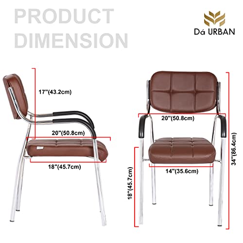 Image of Da URBAN Barfi Leatherette | Heavy Duty Metal Frame| Office /Visitor /Study Chair with Arms (Brown)