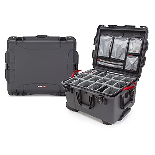 Nanuk 960 Waterproof Hard Case with Lid Organizer and Padded Divider w/ Wheels - Graphite
