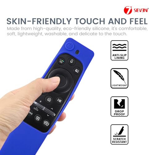 Image of 7SEVEN Compatible with Samsung Tv Remote Cover Suitable Model BN59-01XXXX Series Case to Protect Remote Control from Physical Damage, Ensure Smart Remote with 3 Hotkeys at Last Row Only Fit (Blue)