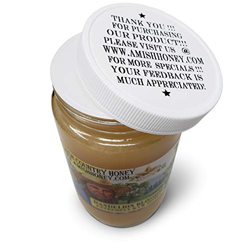 Goshen Amish Country Honey Dandelion Extremely Raw Honey 100% Natural Honey Health Benefits Unfiltered Unpasteurized Ou Kosher Certified | 454 G Glass Jar #TOP3