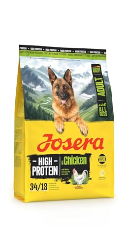 JOSERA Adult High Protein Huhn (1 x 3 kg) | Premium Trockenfutter für ausgewachsene & sportliche (Zucht-) Hunde | Huhn & Lachsöl | glutenfrei & proteinreich | L-Carnitin & Taurin | 1er Pack