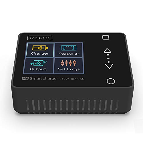 Preisvergleich Produktbild DishyKooker Fernbedienung Drohne Kamera Hubschrauber fliegenspielzeug ToolkitRC M6 Batterieladegerät 150W 10A DC Ausgang für 1-6S Lipo LiHV LifeLöwe NiMh Pb Cell Checker Servo Tester Schwarz