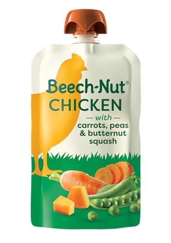 Beech-Nut Chicken Baby Food Pouches with 4g of Protein Chicken Carrots Peas & Butternut Squash Baby Puree Meat Baby Food Pouch Stage 2 3.5 oz Pouch (12 Pack)