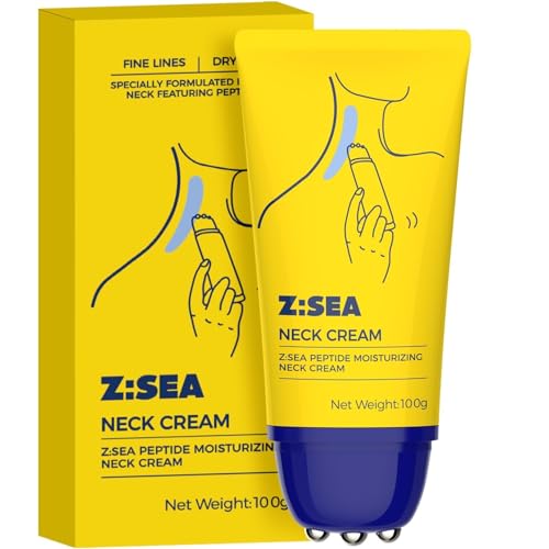 Z:SEA Neck Firming Cream with Roller - 3.52 Fl Oz Anti-Aging Neck & Chest Cream with Peptide,