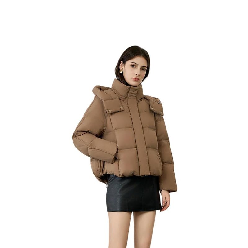 Veste d'hiver courte à capuche chaude femme doudoune matelassée zippée
