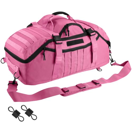 Image of Hannibal Tactical 55L Large Duffle Bag, 3-in-1 Tactical Backpack MOLLE Pack for Sports, Gym, Outdoor, Pink