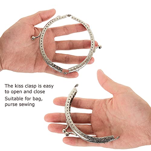 10 Pcs 4 Inch Bag Kiss Clasp Lock, Retro Metal Purse Frame, Arch Shape Coin Bag Clasp, Purse Frame Kiss Clasp For Diy Craft Bag Handle Sewing (Silver) #TOP4
