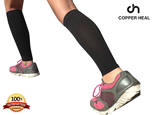 Mangas De Compressão E Suporte Panturrilha COPPER HEAL 1 Par Para Exercício Esporte Recuperação - Ca