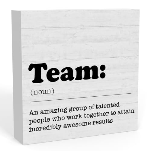 Inspirierendes Team-Definition-Schild, Heimbüro, Schreibtisch-Dekoration für Männer und Frauen, Büroregal, Kabine, Tisch, Wanddekoration, Wertschätzung, Kollegen, Geschenke für Chef, 17,8 x 17,8 cm