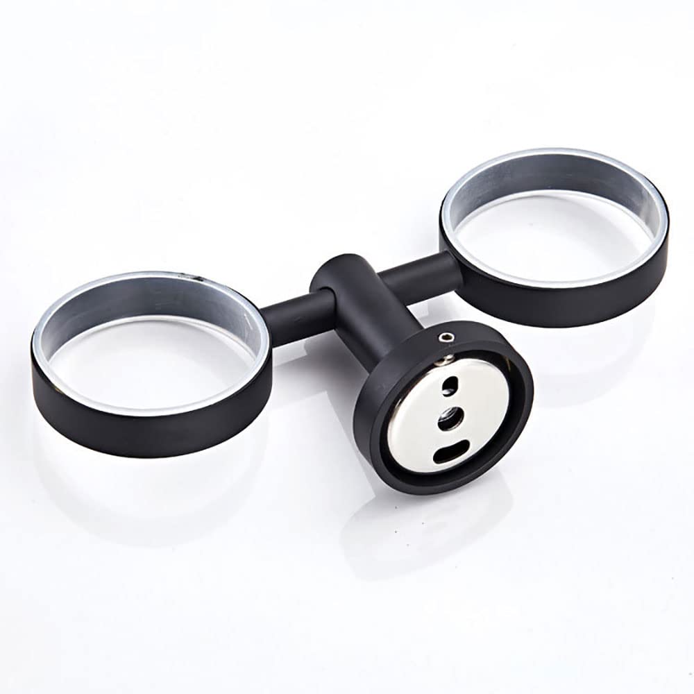Portaspazzolino Doppio portaspazzolino da Parete in Ceramica con Bicchiere Vetro Smerigliato, Materiale Ottone