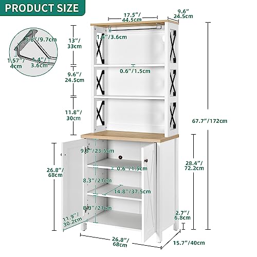 image for YITAHOME Kitchen Pantry Cabinet Storage Hutch with Microwave Stand Win