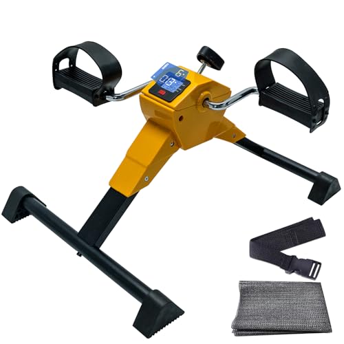 Mini Exercise Bike, SivaExilis Under Desk Bike Pedal Exerciser with LCD Display & Anti-Slip Mat for Home/Office, Portable Folding Foot Pedal Exerciser for Legs/Arms Workout, Seniors Gifts (Orange)