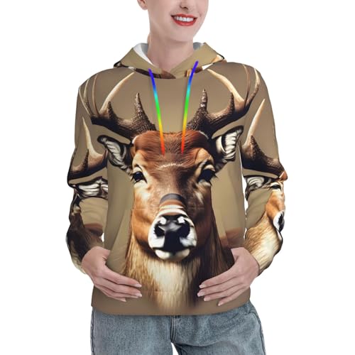 Sweat à capuche imprimé tête de cerf le cadeau d'automne parfait femme