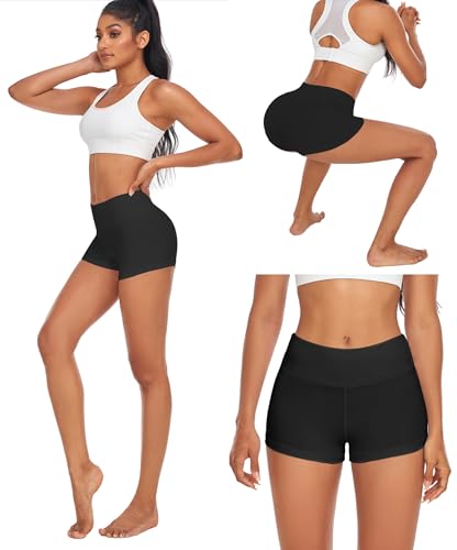 FULLSOFT 2 Pack High Waist 3" Biker Shorts Women - Tummy Control Spandex Athletic Shorts for Workout,Yoga,Dance,Volleyball2