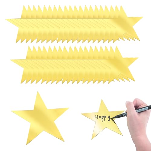 Desenda 40 PCS 6 Inch Gold Paper Star Cutouts Double Printed Golden Star Paper Glitter Decoration for Birthday Wedding Party Classroom Supplies
