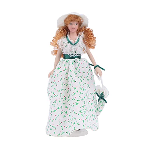 Tboxbo Victorian Lady Miniature People Porcelain Mini Victorian Lady Model Mini Ceramic Princess Doll Model Green Lady Doll Pastoral Girl Dollhouse Decoration For Garden Decoration #TOP5