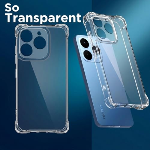 Image of Fashionury 3D Raised Transparent Crystal Clear Back Cover for Realme 15T 5G | Shockproof Design | Anti-Slip Grip | Camera Protection | 360 Degree Protection Mobile Case