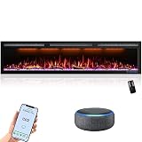 Mystflame Crystal 72 Pro con Wi-Fi - Chimenea Eléctrica de la Pared, 182.9 cm, Estufa con 3 Colores de Leños y Llamas, Smart Home Control a través de la Aplicación Móvil y Alexa