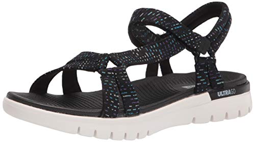 Skechers Women's On-The-Go Flex Multi-Colored Strap Sandal Sport, Black, 9 #TOP22
