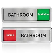 Bathroom Sliding Door Signs, Restroom Signs for Business Vacant Occupied Restroom Sign In Use/Available Slider Sign for Home Office Or Public Bathroom Door, Brushed Silver Stainless Steel