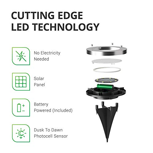 Sunco Lighting 12 Pack Solar Path Lights, Dusk-to-Dawn, 7000K Diamond White, Cross Spike Stake for Easy in Ground Install, Solar Powered LED Landscape Lighting - RoHS/CE