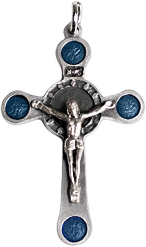 Croix du Christ Pendentif ou Bracelet - Lobes en émail Bleu - 40x26mm Cover