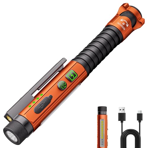 PASIION EDC Flashlight Rechargeable,800 Lumen Small Flashlight with Magnetic Clip & Base, 11 Modes LED Flashlight,Glass Breaker&Bottle Opener, USB-C Flashlight for Working,Home and Emergency