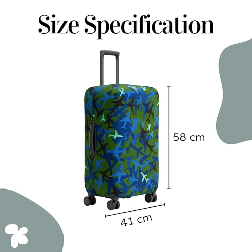 Image of AMPEREUS Trolley Bag Cover - Stretchless, Waterproof and Polyester Fabric with Plane Print Luggage Cover for Medium Size Suitcase Luggage Cover (24 Inch)