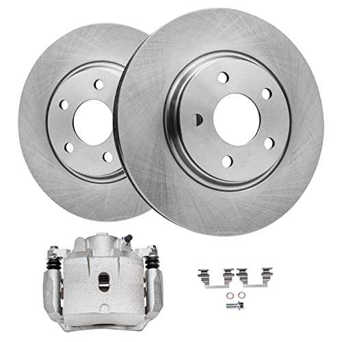 Image of Detroit Axle - Front Brake Kit for 2004-2012 Chevrolet Malibu 2005-2010 | Pontiac G6 2007-2009 Saturn Aura Disc Brake Rotors Left Brake Caliper Replacement 11.65 inch inch Rotor