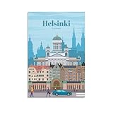 Jdheeh Vintage-Poster auf Leinwand, Motiv: Helsinki, 
