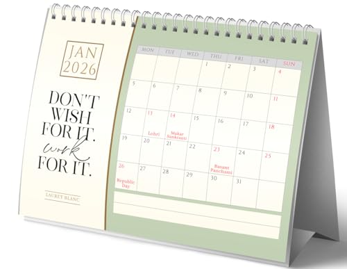 Image of LAURET BLANC Standing Desk Calendar 2026- Size (7.5 inch x 9.25 inch), Monthly Grid View, Home and Office Table Calendar (A5, C)