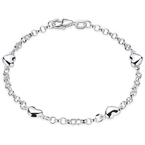 Materia Herz Armband Kinder Mädchen - 925 Silber Armkettchen 16cm Silberarmband mit Herzchen SA-108-Silber Cover