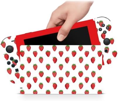 ZOOMHITSKINS Matte Skin Compatible with Switch, Strawberry Fruit Cute Design, Durable 3M Vinyl Decal Wrap, Precision Fit, Bubble-Free, Made in USA - 1