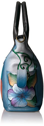 Anna By Anuschka Women's Zip-Top Organizer With Outside Side Pockets Shoulder Handbag, Midnight Floral, One Size Us #TOP2