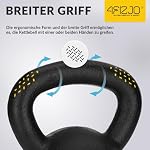 Kettlebell aus Gusseisen, Schwunghantel für Fitness, Kraft und Ausdauertraining, Kugelgewicht, Rundgewichte für Zuhause, Turnhalle, Gewichte Bodenschonende - Kugelhantel, Farbe: Schwarz – Bild 3