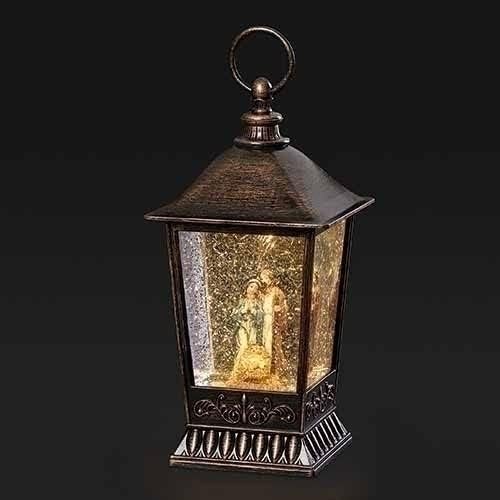 Christmas by Roman Inc., Confetti Lites Collection, 9.5" H LED Swirl Confetti Light Lantern HOLY, Lantern, Snow Globe, Holiday Home Décor, Santa, Cardinal, Nutcracker, Snowman, Reindeer (4x4x9)